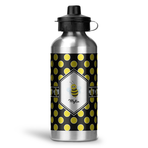 Custom Bee & Polka Dots Water Bottle - Aluminum - 20 oz (Personalized)