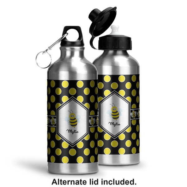 Bee & Polka Dots Aluminum Water Bottle - Alternate lid options