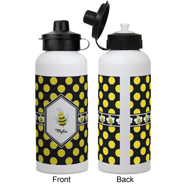 Bee & Polka Dots Aluminum Water Bottle - White APPROVAL