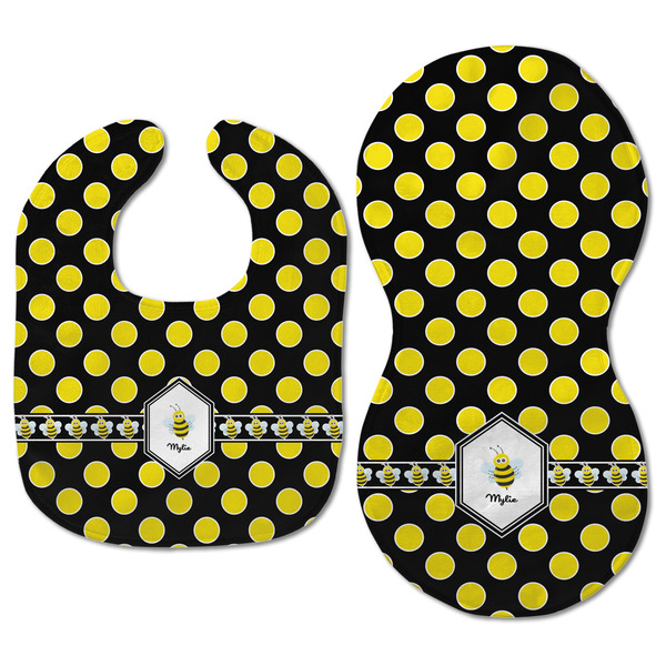 Bee & Polka Dots Baby Bib & Burp Set - Approval (new bib & burp)
