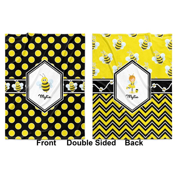 Bee & Polka Dots Baby Blanket (Double Sided - Printed Front and Back)