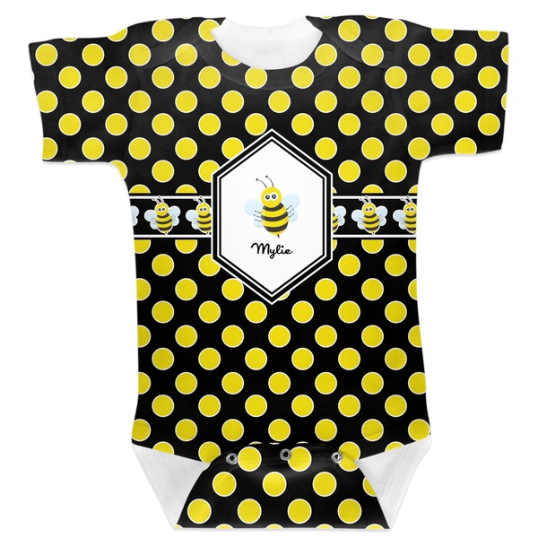 Custom Bee & Polka Dots Baby Bodysuit 3-6 (Personalized)