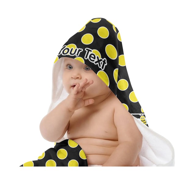 Bee & Polka Dots Baby Hooded Towel on Child