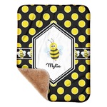 Bee & Polka Dots Sherpa Baby Blanket - 30" x 40" w/ Name or Text
