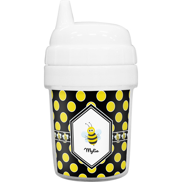 Custom Bee & Polka Dots Baby Sippy Cup (Personalized)