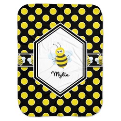 Bee & Polka Dots Baby Swaddling Blanket (Personalized)