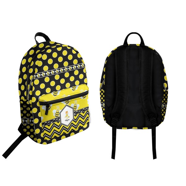 Bee & Polka Dots Backpack front and back - Apvl