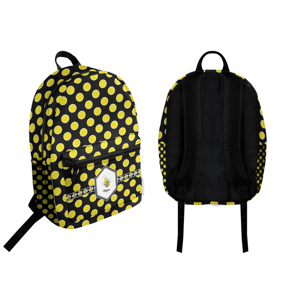 Bee & Polka Dots Backpack front and back - Apvl