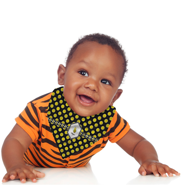 Bee & Polka Dots Bandana Bib - (Lifestyle 1 boy)