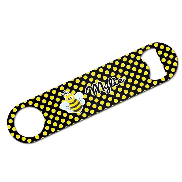 Custom Bee & Polka Dots Bar Bottle Opener w/ Name or Text
