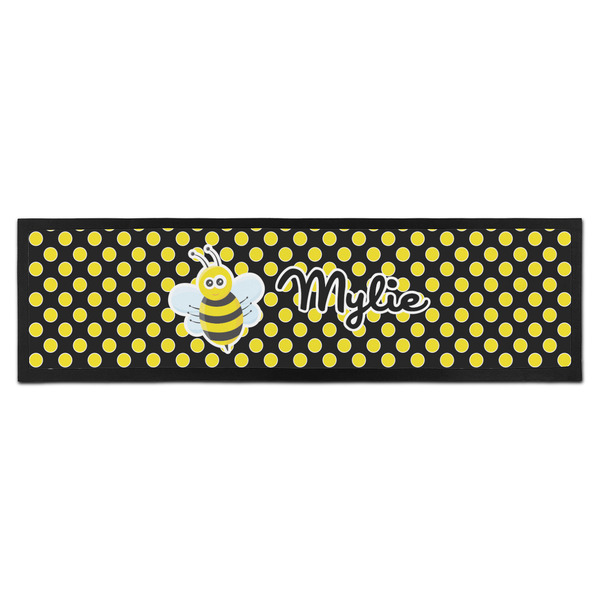 Custom Bee & Polka Dots Bar Mat - Large (Personalized)