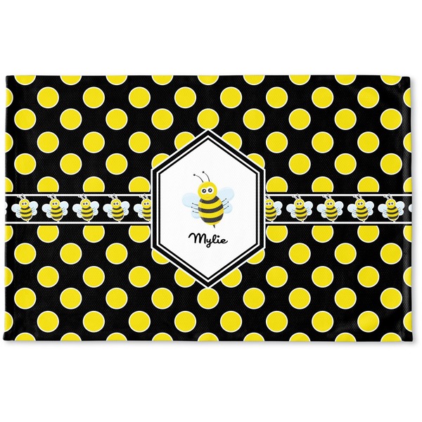 Custom Bee & Polka Dots Woven Mat (Personalized)