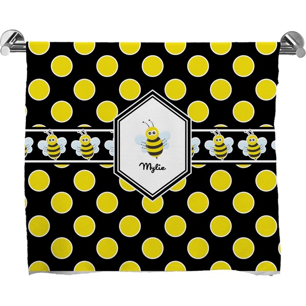 Custom Bee & Polka Dots Bath Towel (Personalized)