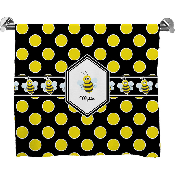 Custom Bee & Polka Dots Bath Towel (Personalized)