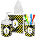 Bee & Polka Dots Acrylic Bathroom Accessories Set w/ Name or Text