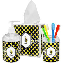 Bee & Polka Dots Acrylic Bathroom Accessories Set w/ Name or Text