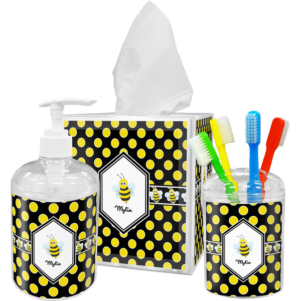 Bee & Polka Dots Bathroom Accessories Set (Personalized)