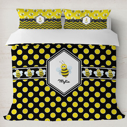 Bee & Polka Dots Duvet Cover Set - King (Personalized)