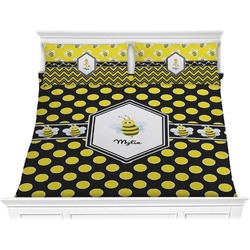 Bee & Polka Dots Comforter Set - King (Personalized)