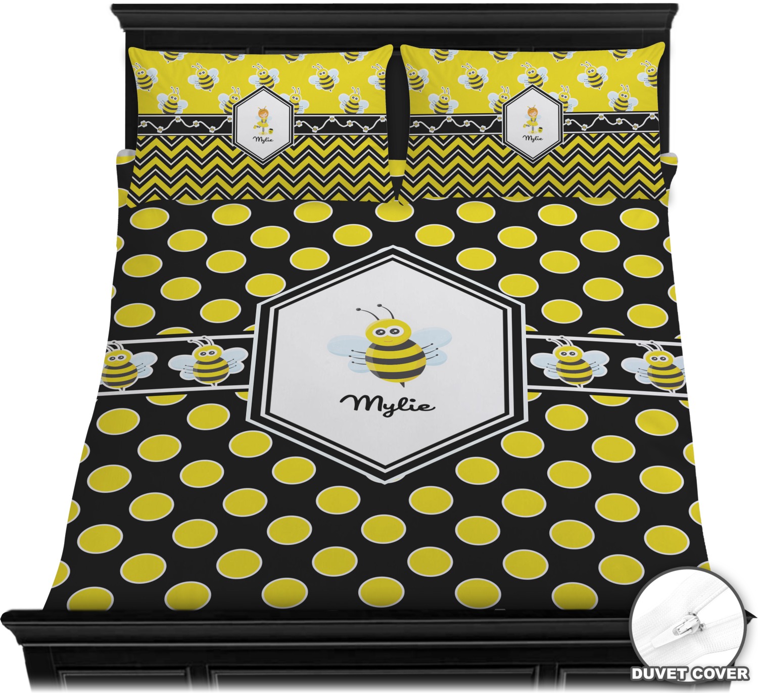 Bee Polka Dots Duvet Covers Personalized Youcustomizeit