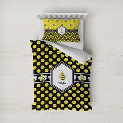 Bee & Polka Dots Duvet Cover Set - Twin (Personalized)