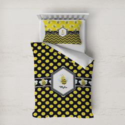 Bee & Polka Dots Duvet Cover Set - Twin XL (Personalized)