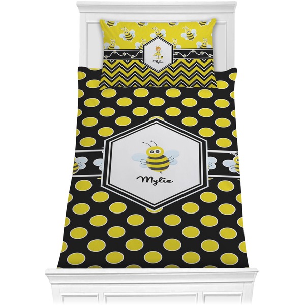 Custom Bee & Polka Dots Comforter Set - Twin XL (Personalized)