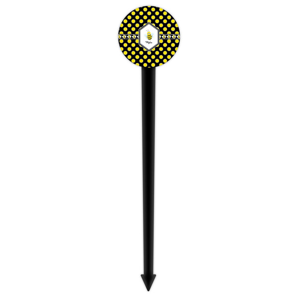 Bee & Polka Dots Black Plastic 6" Food Pick - Round - Single Pick