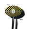 Bee & Polka Dots Black Plastic 7" Stir Stick - Single Sided - Oval - Front & Back