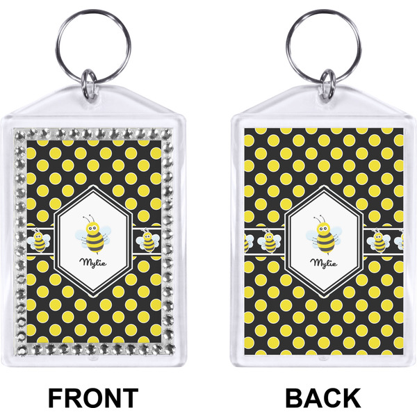 Bee & Polka Dots Bling Keychain (Front + Back)