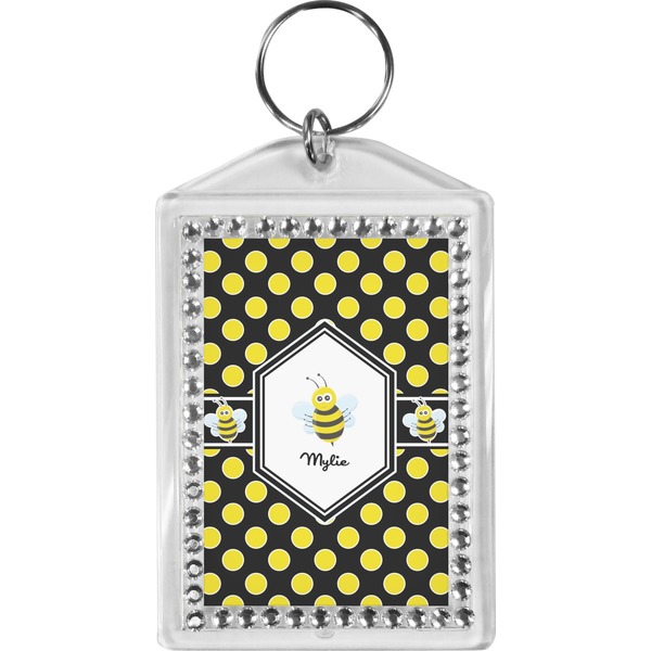 Custom Bee & Polka Dots Bling Keychain (Personalized)