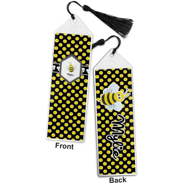 Bee & Polka Dots Bookmark with tassel - Front and Back