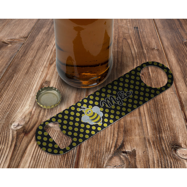 Bee & Polka Dots Bottle Opener - In Use