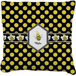 Bee & Polka Dots Faux-Linen Throw Pillow 26" (Personalized)