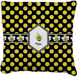 Bee & Polka Dots Faux-Linen Throw Pillow 26" (Personalized)