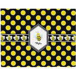 Bee & Polka Dots Woven Fabric Placemat - Twill w/ Name or Text