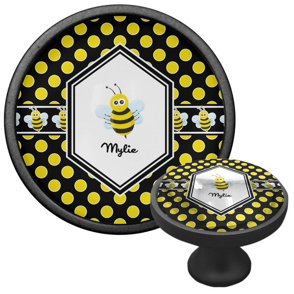 Bee & Polka Dots Cabinet Knob - Black - Multi Angle