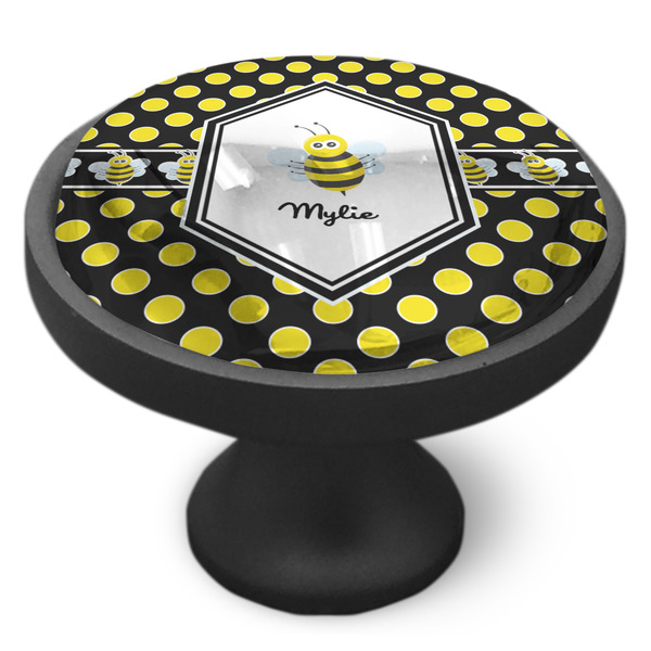 Bee & Polka Dots Cabinet Knob - Black - Side