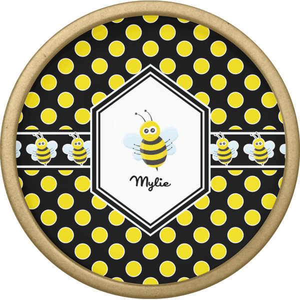 Bee & Polka Dots Cabinet Knob - Gold - Front