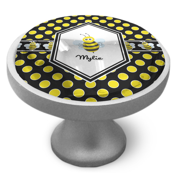 Bee & Polka Dots Cabinet Knob - Nickel - Side