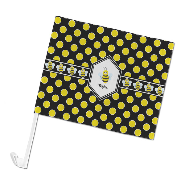 Custom Bee & Polka Dots Car Flag - Large (Personalized)