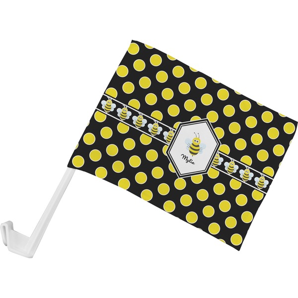 Custom Bee & Polka Dots Car Flag - Small w/ Name or Text