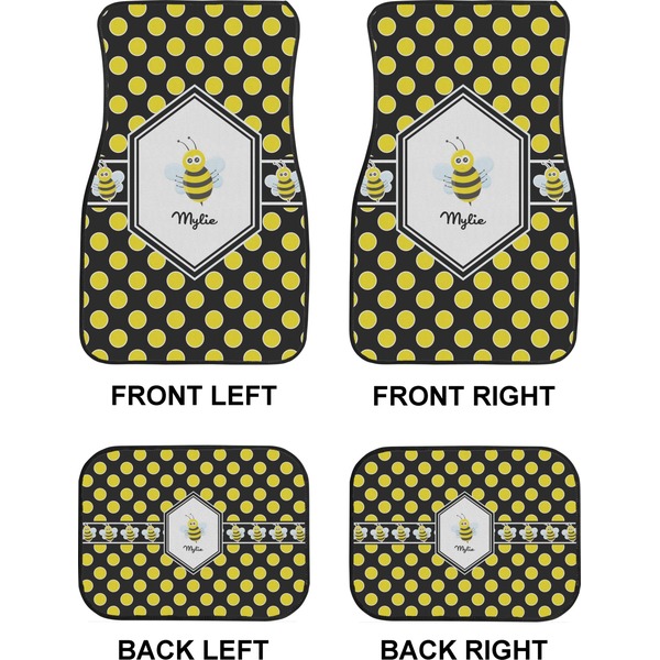 Bee & Polka Dots Car Floor Mats Set (2F + 2B)
