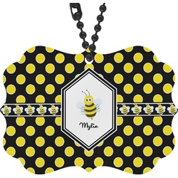 Bee & Polka Dots Rear View Mirror Decor (Personalized)