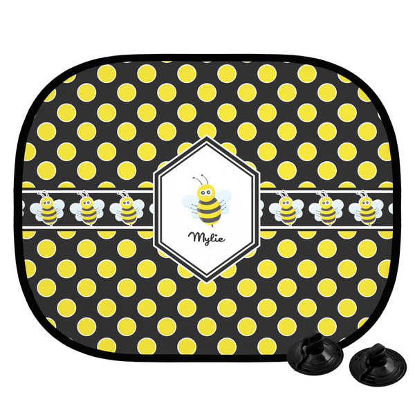 Custom Bee & Polka Dots Car Side Window Sun Shade (Personalized)