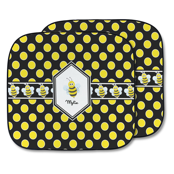 Custom Bee & Polka Dots Car Sun Shade - Two Piece (Personalized)