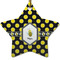 Bee & Polka Dots Ceramic Flat Ornament - Star (Front)