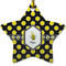 Bee & Polka Dots Star Ceramic Ornament w/ Name or Text