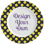 Bee & Polka Dots Ceramic Dinner Plates (Set of 4) (Personalized)
