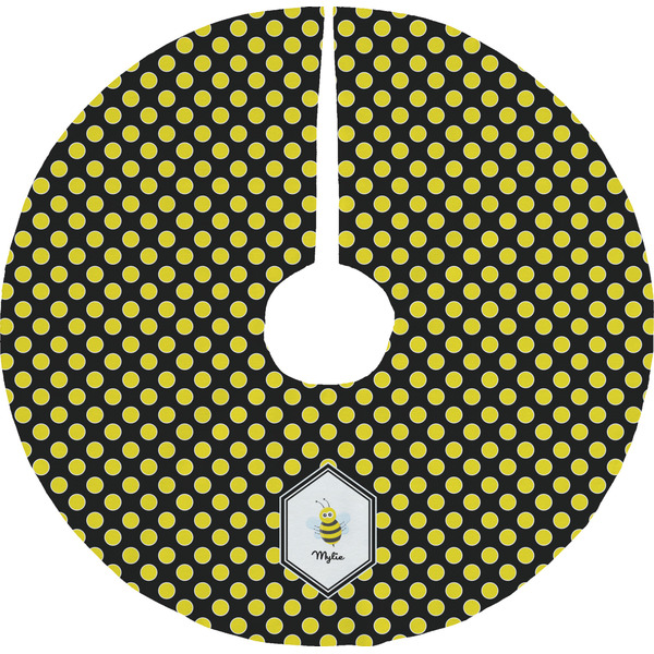 Custom Bee & Polka Dots Tree Skirt (Personalized)